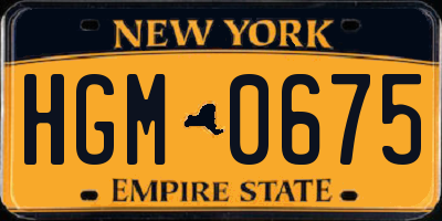 NY license plate HGM0675