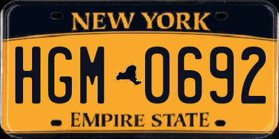 NY license plate HGM0692