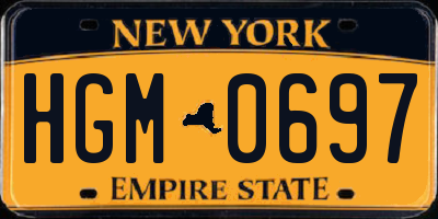 NY license plate HGM0697