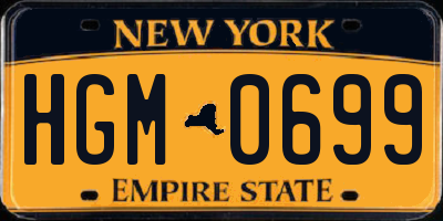 NY license plate HGM0699