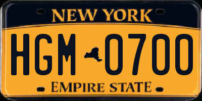 NY license plate HGM0700