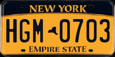 NY license plate HGM0703