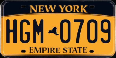 NY license plate HGM0709