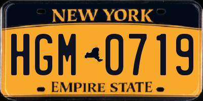 NY license plate HGM0719