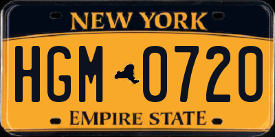 NY license plate HGM0720