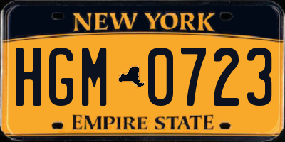 NY license plate HGM0723