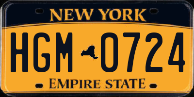 NY license plate HGM0724