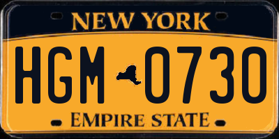 NY license plate HGM0730