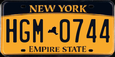 NY license plate HGM0744
