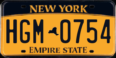 NY license plate HGM0754