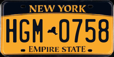 NY license plate HGM0758