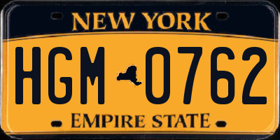 NY license plate HGM0762