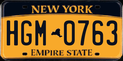 NY license plate HGM0763