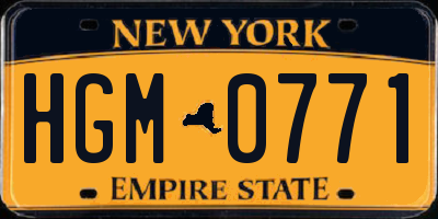 NY license plate HGM0771