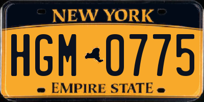 NY license plate HGM0775