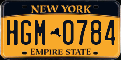 NY license plate HGM0784