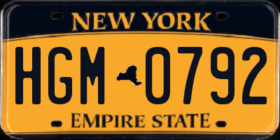 NY license plate HGM0792