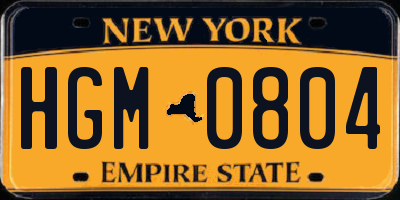 NY license plate HGM0804