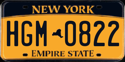 NY license plate HGM0822