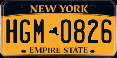 NY license plate HGM0826