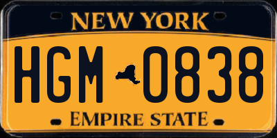 NY license plate HGM0838