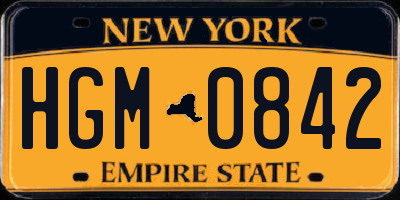 NY license plate HGM0842