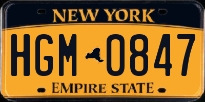 NY license plate HGM0847