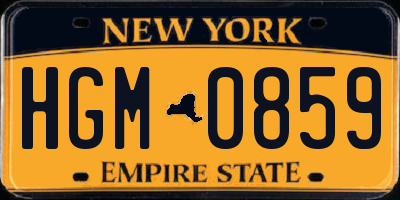 NY license plate HGM0859