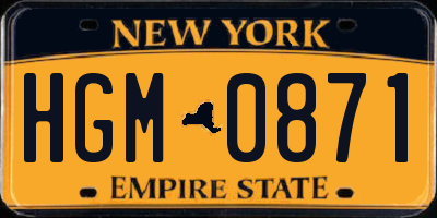 NY license plate HGM0871