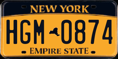 NY license plate HGM0874