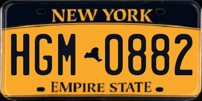 NY license plate HGM0882