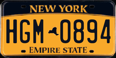 NY license plate HGM0894