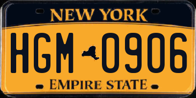 NY license plate HGM0906