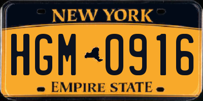 NY license plate HGM0916