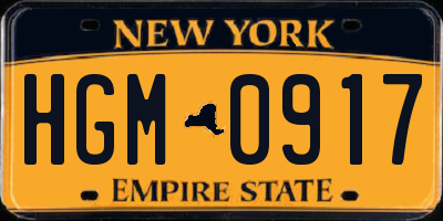 NY license plate HGM0917