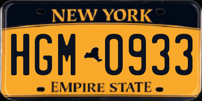 NY license plate HGM0933