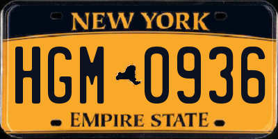 NY license plate HGM0936