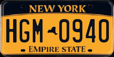 NY license plate HGM0940
