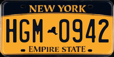 NY license plate HGM0942