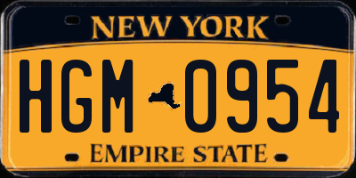 NY license plate HGM0954