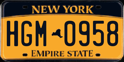 NY license plate HGM0958