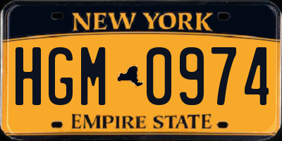 NY license plate HGM0974