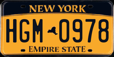 NY license plate HGM0978