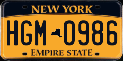 NY license plate HGM0986