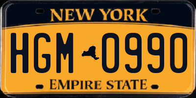 NY license plate HGM0990