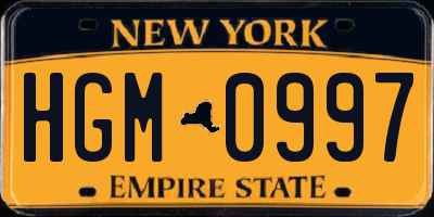 NY license plate HGM0997