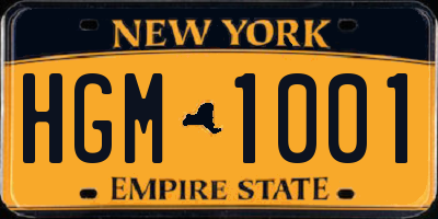 NY license plate HGM1001