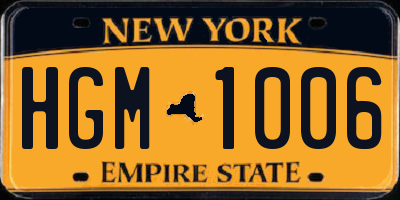 NY license plate HGM1006