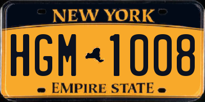 NY license plate HGM1008