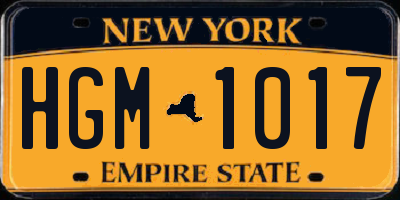 NY license plate HGM1017